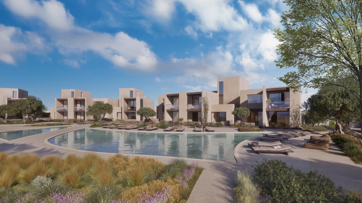The apartments and duplexes at Lofos. Luxury properties for ale in Paphos at Minthis Resort.