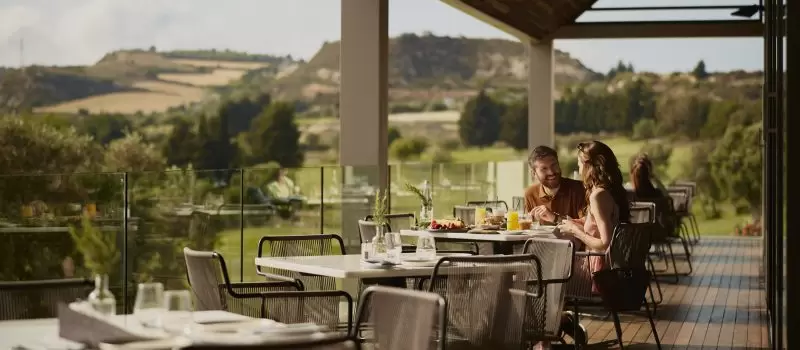 Lunch at Minthis Clubhouse overlooking the golf course in Cyprus