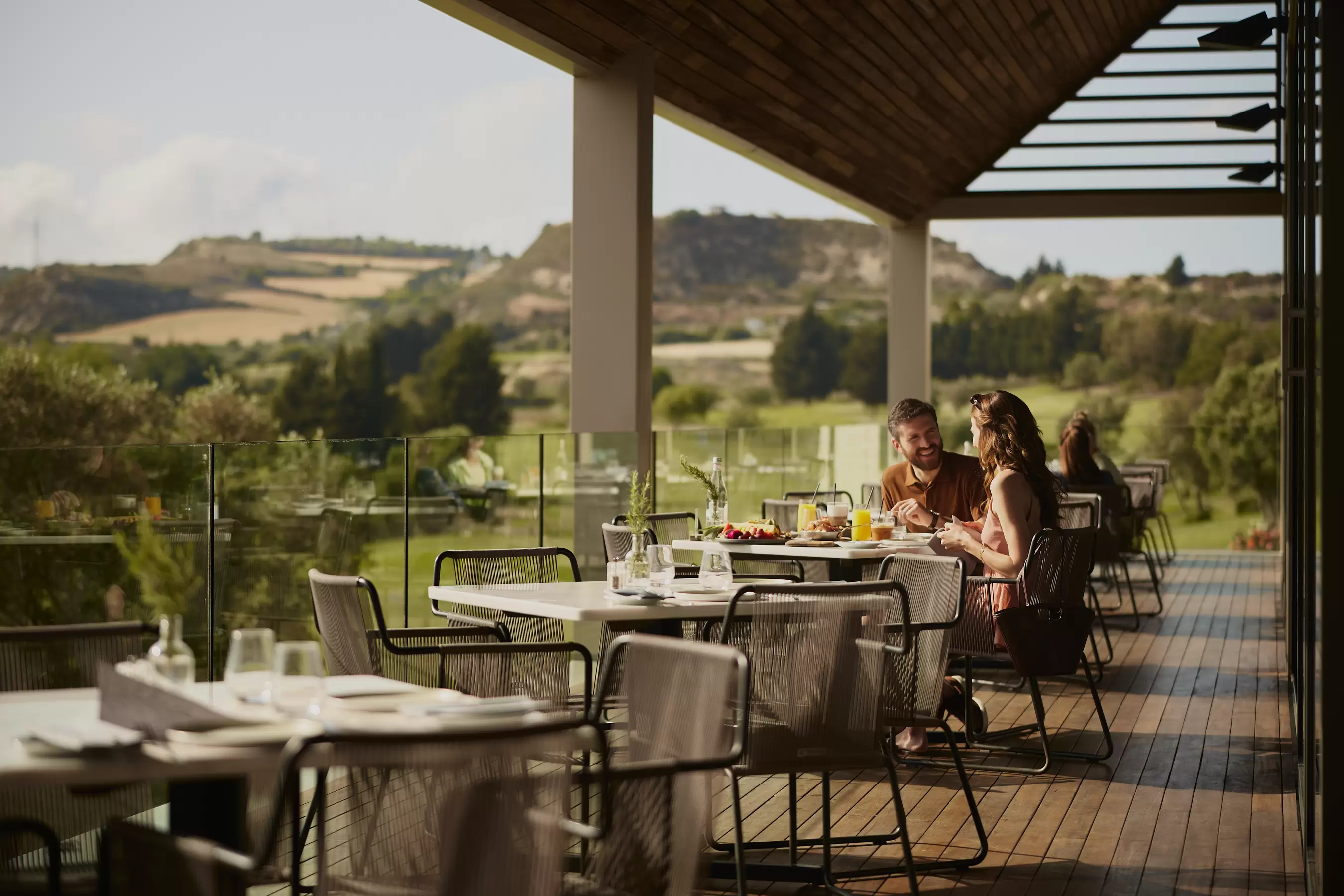 Lunch at Minthis Clubhouse overlooking the golf course in Cyprus