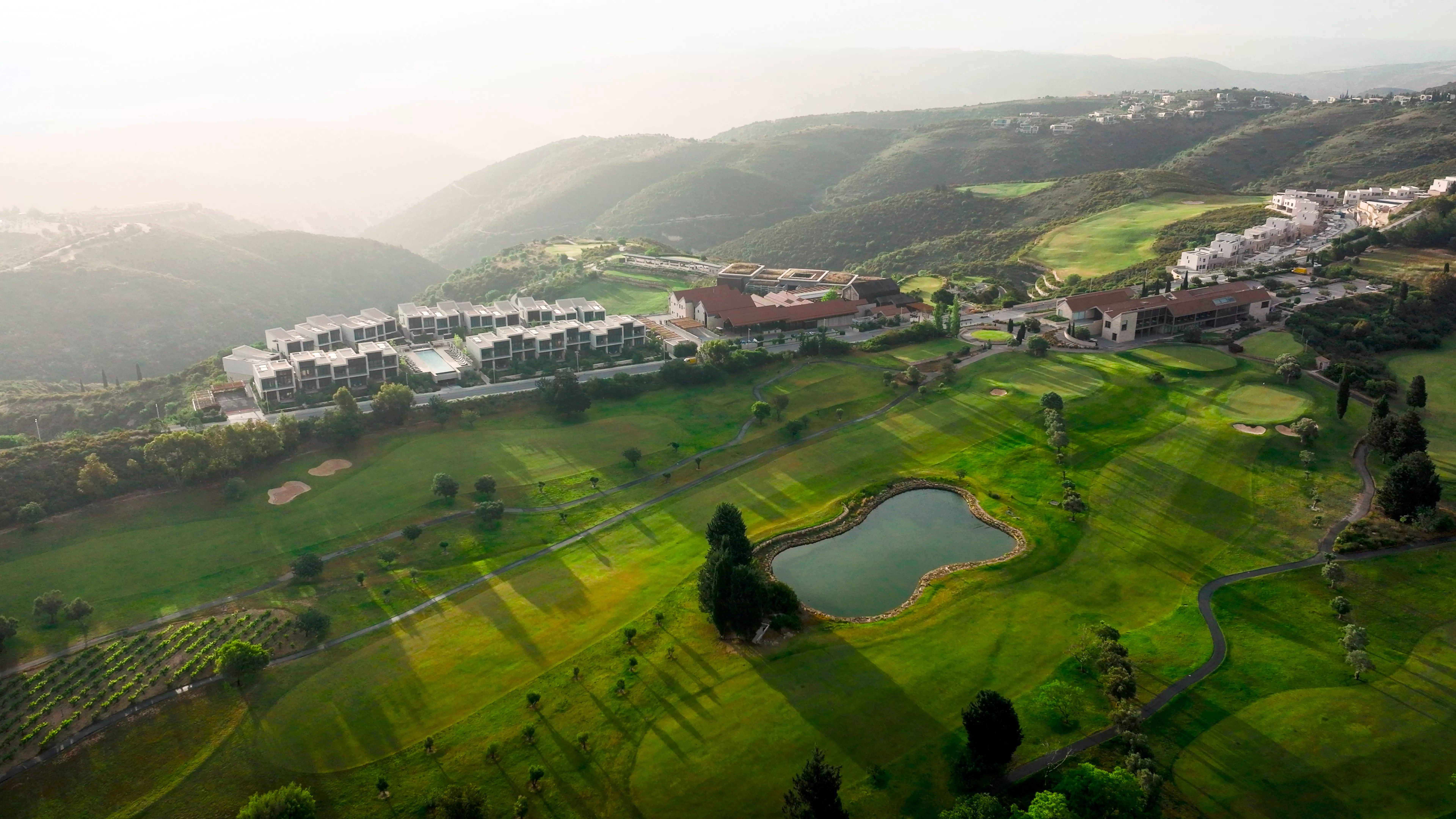 Minthis Golf Club golf course surrounded by the natural landscape of the Troodos Mountains